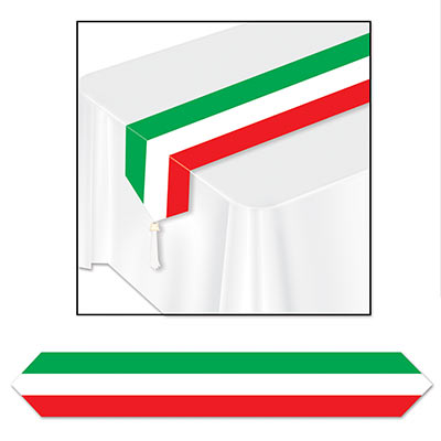 Printed Red, White & Green Table Runner for an around the world trip to Italy.