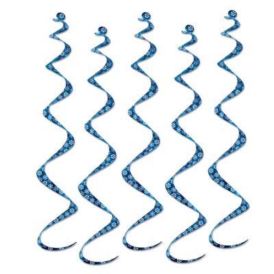 Printed Snowflake Twirly Whirlys (Pack of 36) Printed Snowflake Twirly Whirlys, decoration, winter, christmas, wholesale, inexpensive, bulk