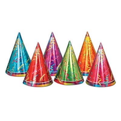Assorted Colors Prismatic Party Cone Hats