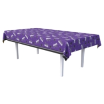 Purple Congrats Grad Tablecover (Pack of 12) purple graduation tablecover, congrats grad tablecover, plastic grad tablecloth, 54 x 108 tablecover, graduation cap tablecover, graduation party supplies, purple grad decorations, Party Express tablecovers, pack of 12 tablecovers