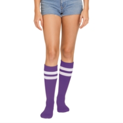 Purple Knee Socks (Pack of 12 Pairs) purple knee socks, knee high socks purple, one size fits most socks, polyester blend socks, team socks, spirit day socks, cheer socks, costume socks, bulk socks pack, Party Express socks