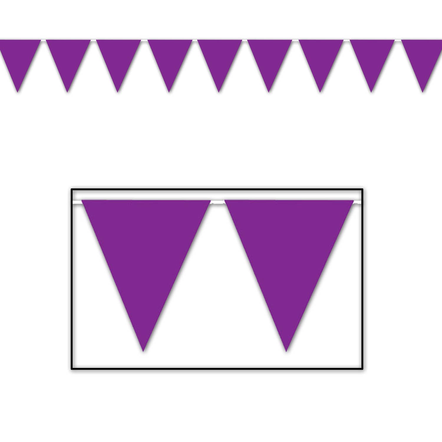 Purple Pennant Banner (Pack of 12) purple pennant banner, all-weather pennant banner, purple party decorations, outdoor event banners, sports team pennants, purple flag banner, Party Express pennant banner, festival decorations, school event décor, purple hanging banner