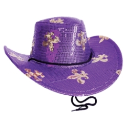 Purple Sequined Mardi Gras Cowboy Hat 