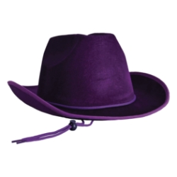 Purple Velour Cowboy Hat (Pack of 6) purple cowboy hat, velour cowboy hat, western party hat, adjustable chin strap hat, cowboy costume accessory, purple western hat, party cowboy hats, Party Express western supplies