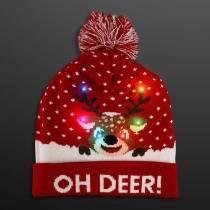 Reindeer Lights Blink Beanie Holiday Hat (Pack of 6) reindeer blinky beanie, LED holiday hat, light up Christmas hat, reindeer knit hat, holiday beanie pack of 6, Christmas party accessories, blinking reindeer hat, festive winter hat, LED knit beanie, holiday group accessories