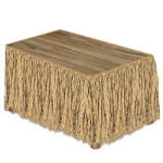Raffia Table Skirting for a Luau