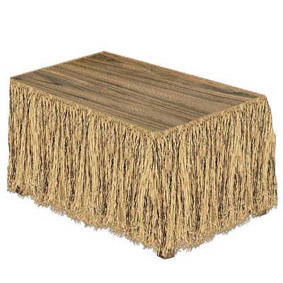 Raffia Table Skirting for a Luau