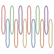 Rainbow Beads (Pack of 144) rainbow beads, assorted color beads, 33 inch party beads, 7mm bead necklaces, pride bead necklaces, parade throw beads, rainbow party supplies, Party Express beads
