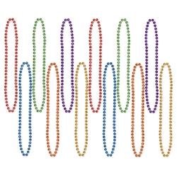 Rainbow Beads (Pack of 144) rainbow beads, assorted color beads, 33 inch party beads, 7mm bead necklaces, pride bead necklaces, parade throw beads, rainbow party supplies, Party Express beads