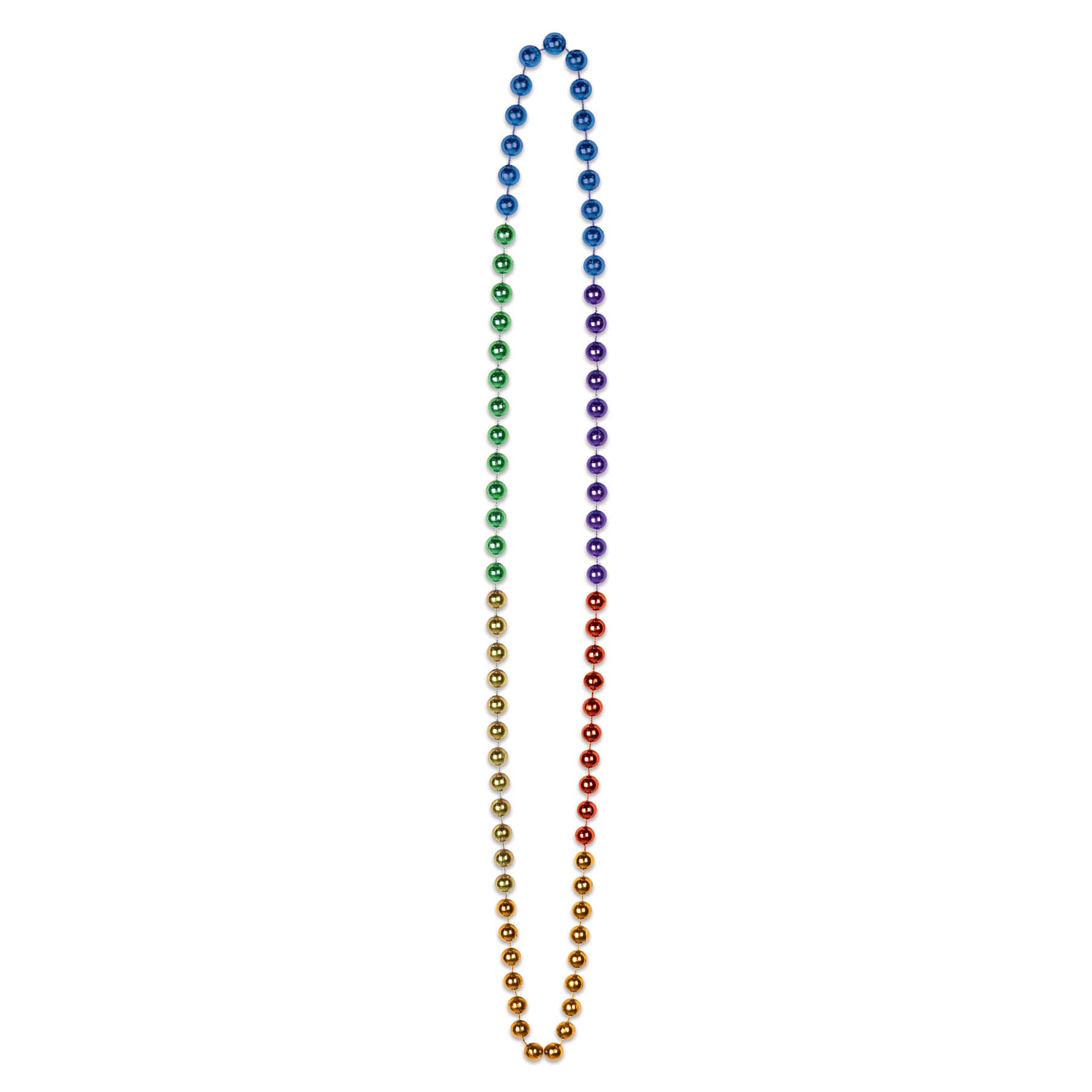 Rainbow Beads (Pack of 720) Rainbow bead necklaces, 7mm x 36". Bright, colorful party beads perfect for Pride events, parades, and celebrations. Pack of 720.