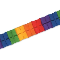 Rainbow Leaf Garland (12) rainbow leaf garland, tissue rainbow garland, 12 foot rainbow decoration, pride party garland, colorful hanging garland, rainbow party supplies, Party Express garland