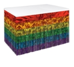 Rainbow Metallic Table Skirting (Pack of 6) rainbow metallic table skirting, 1-ply table skirt, 30 x 14 table skirting, made in USA party décor, metallic rainbow table skirt, bulk table skirts, event table decorations, banquet table skirting, Party Express table skirts