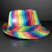 Rainbow Sequin Light Up Fedora Hats