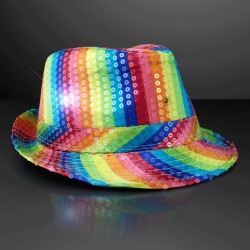 Rainbow Sequin Light Up Fedora Hats