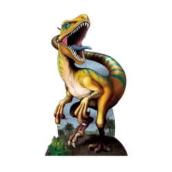 Raptor Stand-Up (Pack of 4) raptor stand up, dinosaur stand up, cardboard dinosaur decoration, large raptor prop, 5 ft dinosaur stand up, dinosaur party supplies, Jurassic decorations, Party Express stand ups, pack of 4 dinosaur props