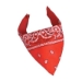 Traditional red bandana with white and black print.