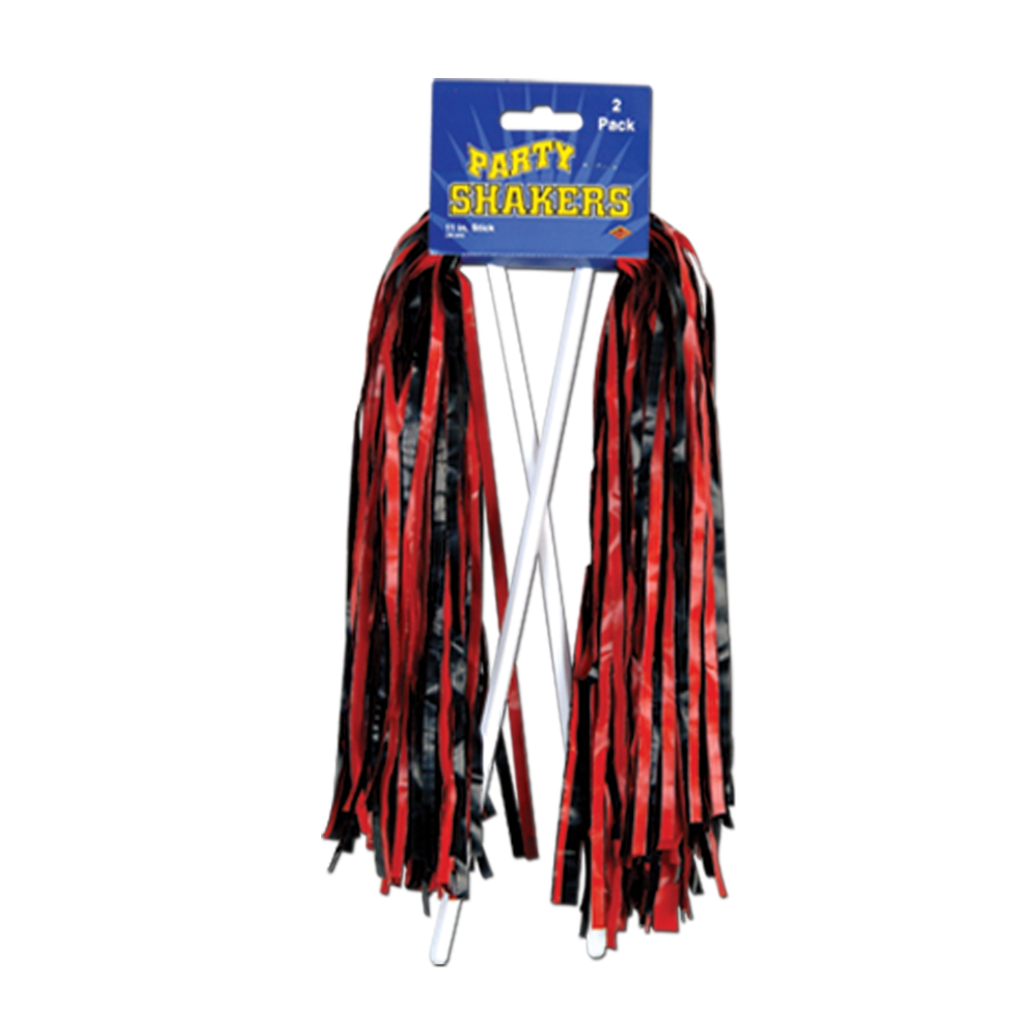 Red & Black Party Shaker on Stick (Pack of 48) red & black party shaker, party shaker on stick, noise makers bulk, pep rally accessories, sports spirit noisemakers, party favors bulk, school spirit supplies