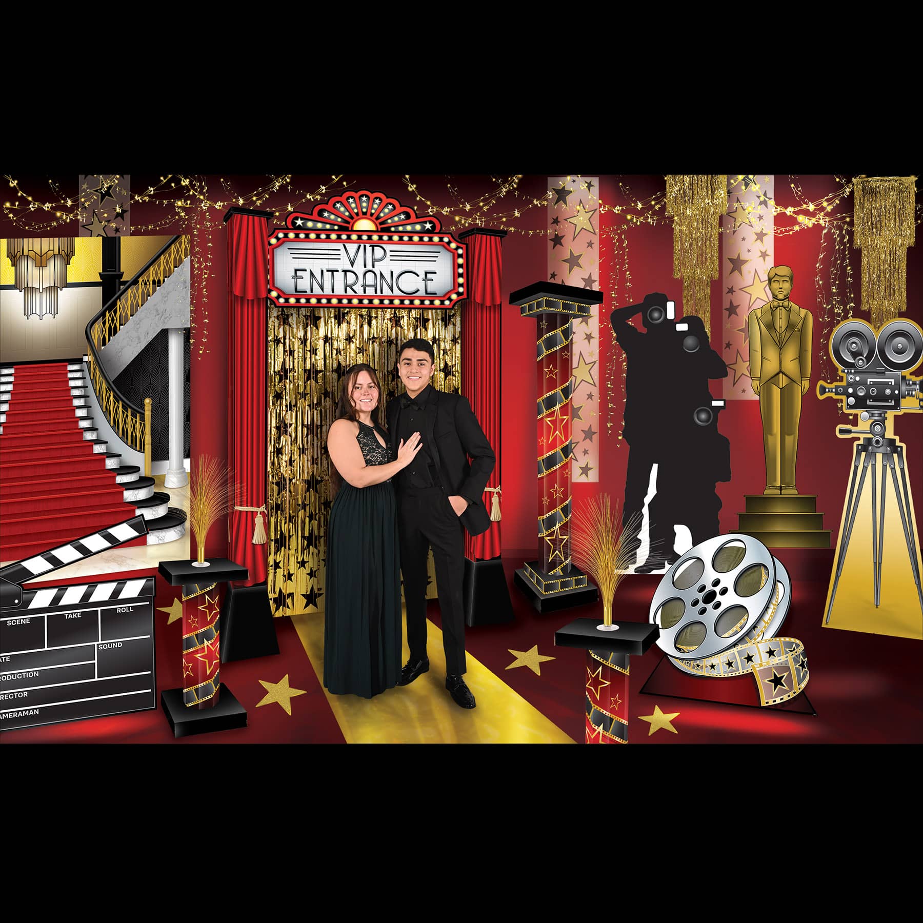 Red Carpet Prom Kit (38 Total Pieces Per Kit) red carpet prom kit, Hollywood prom decorations, award night décor, red carpet party supplies, star themed prom kit, 3D prom props, Hollywood stand-ups, Party Express prom kit