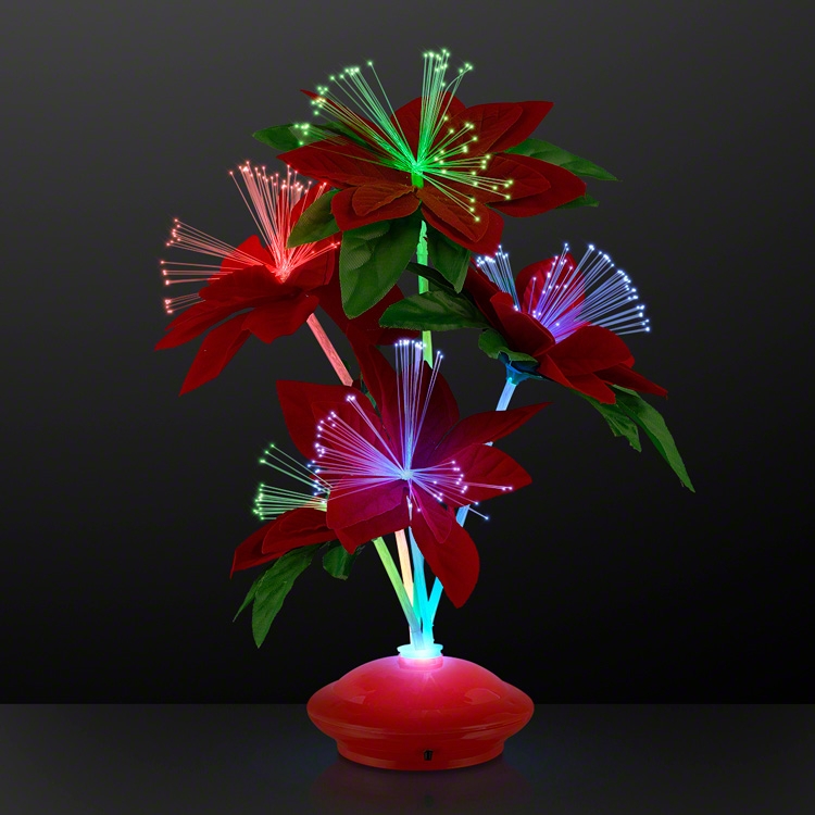 Red Christmas Flowers Light Up Centerpiece (Pack of 12) red Christmas centerpiece, light up holiday centerpiece, LED Christmas flowers, Christmas table décor, glowing holiday centerpiece, festive LED decorations, Christmas party table lights, holiday floral centerpiece, Party Express Christmas décor, LED flower centerpiece