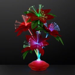 Red Christmas Flowers Light Up Centerpiece (Pack of 12) red Christmas centerpiece, light up holiday centerpiece, LED Christmas flowers, Christmas table décor, glowing holiday centerpiece, festive LED decorations, Christmas party table lights, holiday floral centerpiece, Party Express Christmas décor, LED flower centerpiece