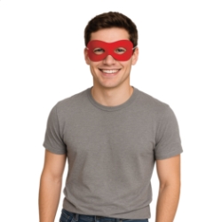 Red Fabric Hero Mask (Pack of 12) red hero mask, red fabric mask, hero mask pack of 12, elastic superhero mask, kids party masks, costume accessories, superhero masks bulk, group costume masks, party express mask