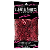 Red Gleam 'N Shreds Metallic Strands (Pack of 12) red metallic shreds, red basket filler, gleam n shreds red, metallic strands décor, gift basket filler red, party décor shreds, red centerpiece accents, Party Express metallic shreds