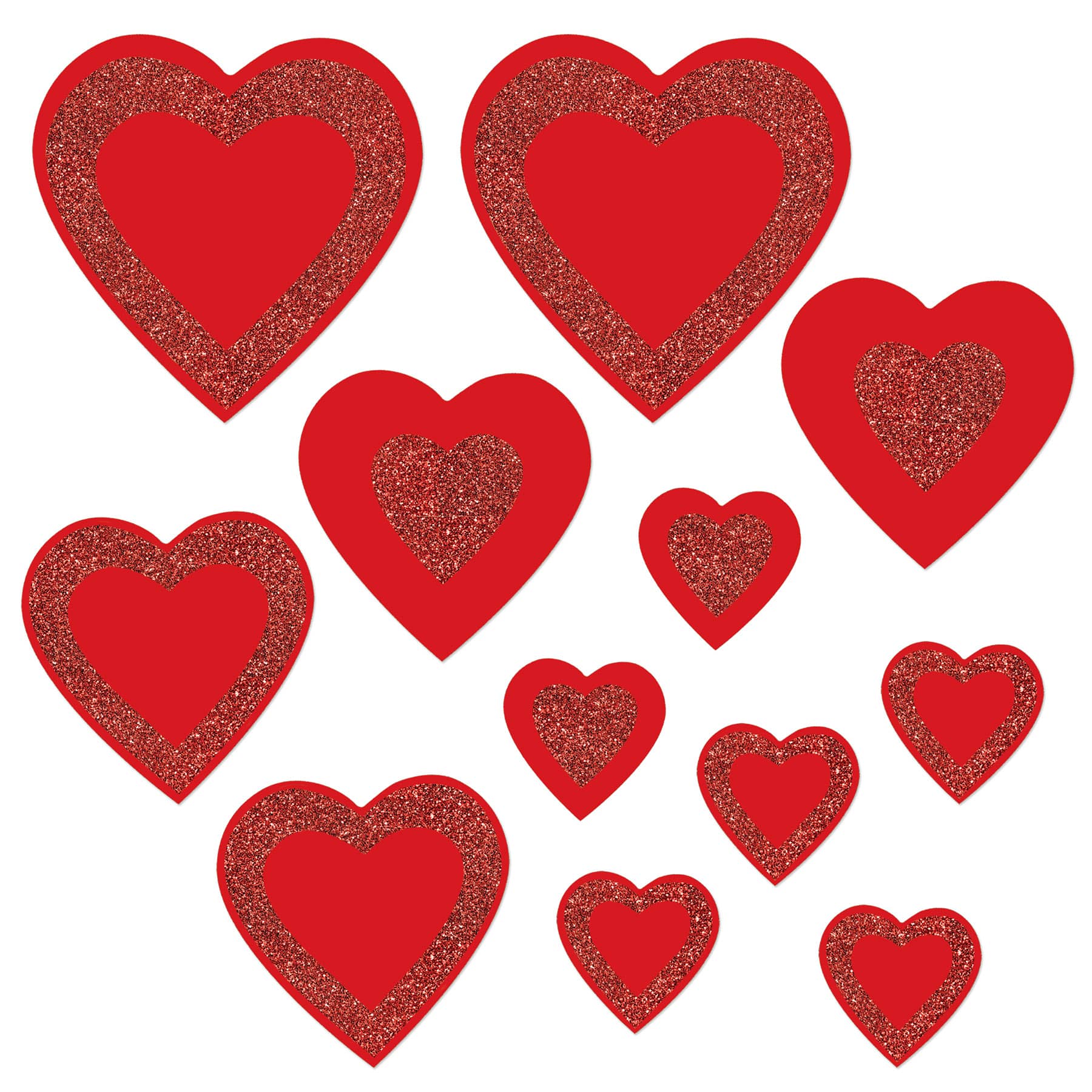 Red Glittered Heart Cutouts