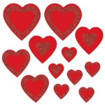 Red Glittered Heart Cutouts