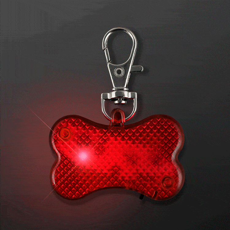Red LED Dog Bone Pet Safety Light (Pack of 12) LED dog bone light red, pet safety light red, dog collar LED light, blinking pet light red, steady LED pet light, nighttime dog visibility, pet accessories LED, Party Express pet safety lights