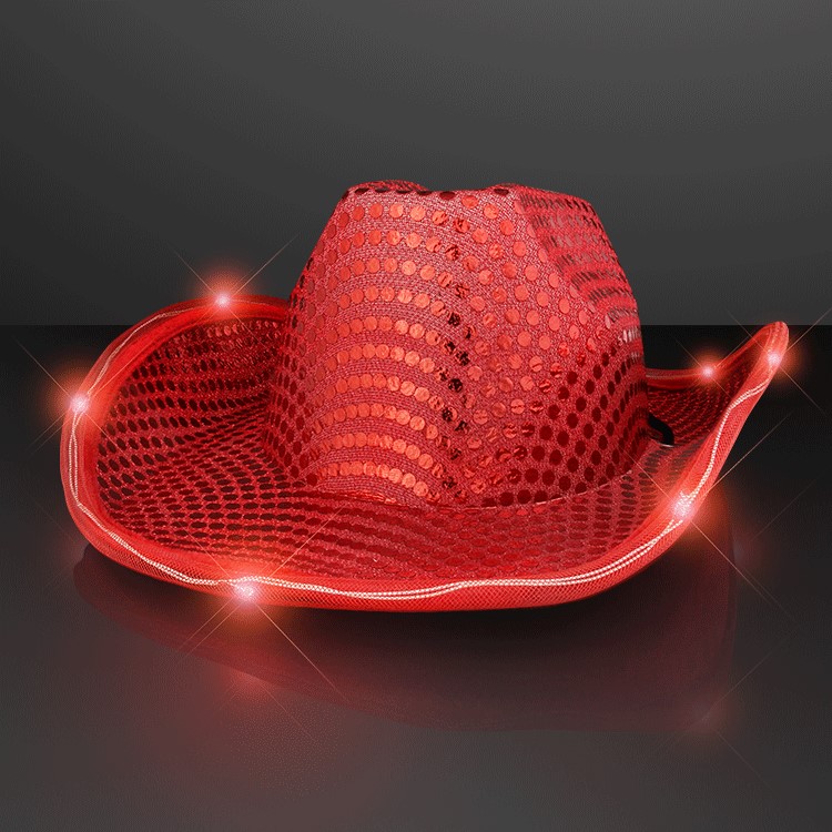 Red Sequin Flashing Cowboy Hats