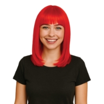 Red Long Bob Wig (Pack of 6) red long bob wig, red wig pack, synthetic fiber wig, flame resistant wig, costume wigs, party wigs, group costume accessories, one size fits most wig, team spirit wigs, Party Express wigs