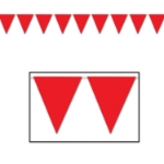 Red Pennant Banner (Pack of 12) red pennant banner, all-weather pennant banner, red party decorations, outdoor event banners, sports team pennants, red flag banner, Party Express pennant banner, festival decorations, school event décor, red hanging banner