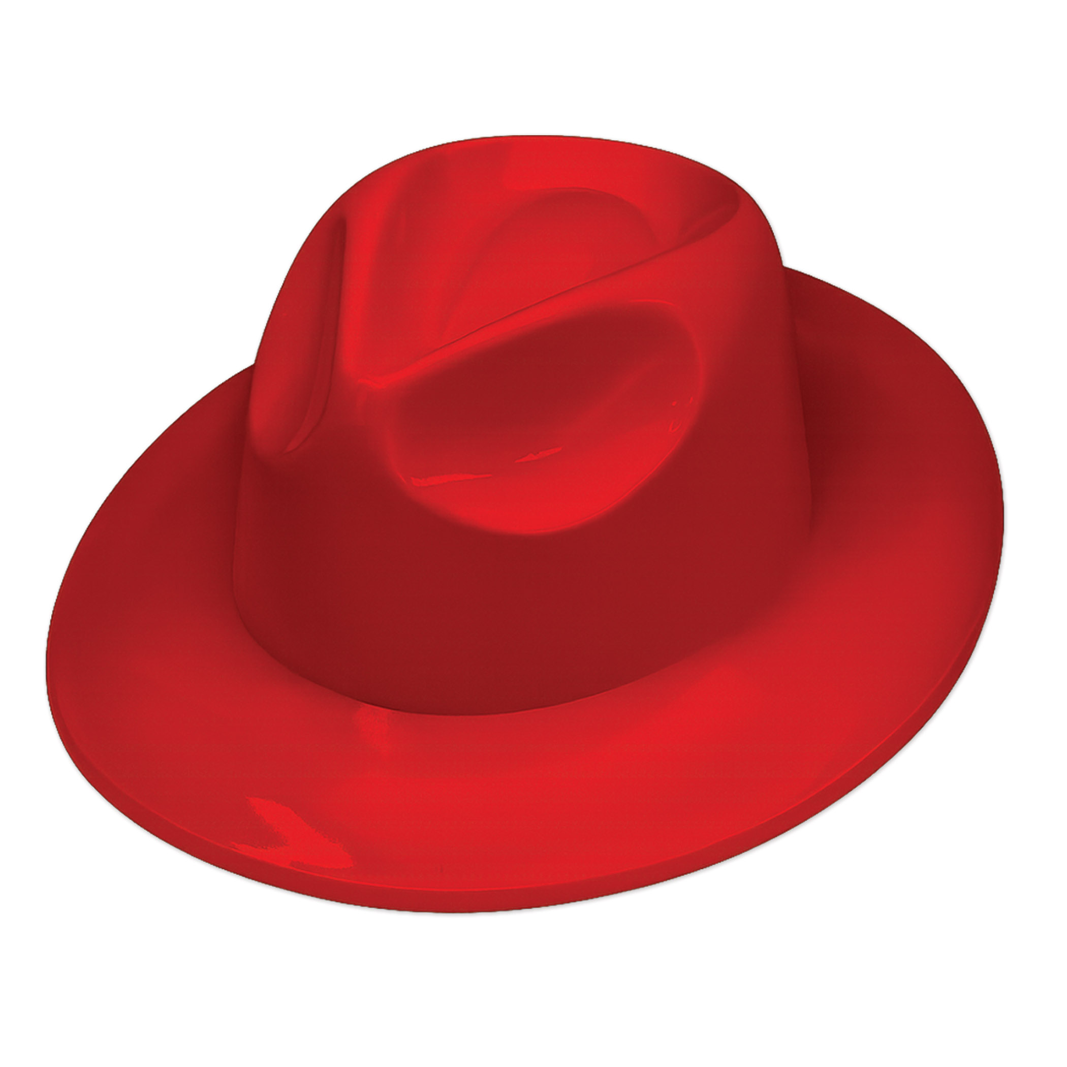 Red Plastic Fedora (Pack of 25) red plastic fedora, red fedora hats, bulk party hats, fedora pack of 25, red costume hats, plastic fedora wholesale, party accessories, New Year’s party hats, Party Express fedora