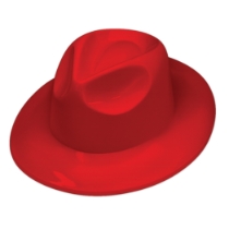 Red Plastic Fedora (Pack of 25) red plastic fedora, red fedora hats, bulk party hats, fedora pack of 25, red costume hats, plastic fedora wholesale, party accessories, New Year’s party hats, Party Express fedora