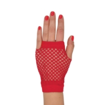 Red Short Fishnet Gloves (Pack of 12 Pairs) red fishnet gloves, short fishnet gloves, 4 inch gloves, polyester fishnet gloves, 80s costume accessories, retro gloves, dance gloves, one size fits most gloves, Party Express gloves, pack of 12 gloves