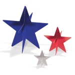 3-D Red, Silver & Blue foil star table centerpiece in small, medium, and large. 