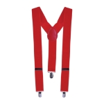 Red suspenders with adjustable straps.