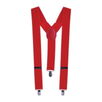 Red suspenders with adjustable straps.