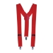 Red suspenders with adjustable straps.