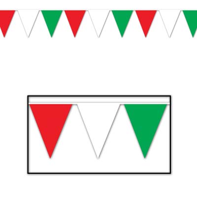 Red White & Green Indoor/Outdoor Pennant Banner