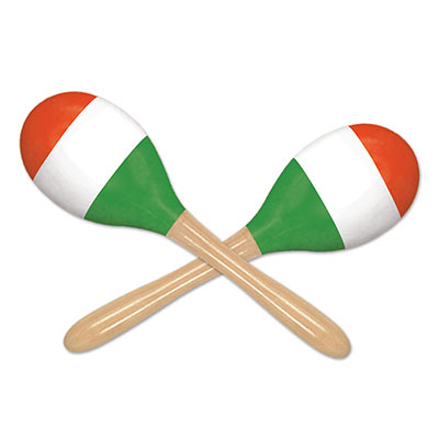 Red, White & Green Maracas made of plastic material.