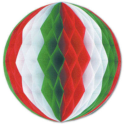 Red, White & Green Tissue Ball Hanging decoration