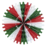 Tissue Fan made of green, red, and white tissue material.