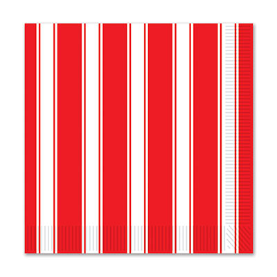 Red & White Stripes Beverage Napkins