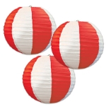 Hanging Red & White Stripes Paper Lanterns