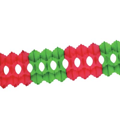 Red and Green Arcade Garland made of tissue material.
