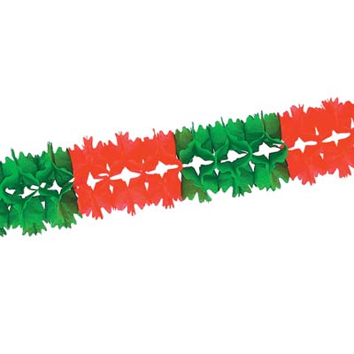 Red and Green Pageant Garland made of tissue material.