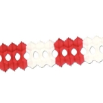 Red and White Arcade Garland made of tissue material.