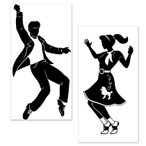 Props of teenagers from the 50's dancing to rock & roll.