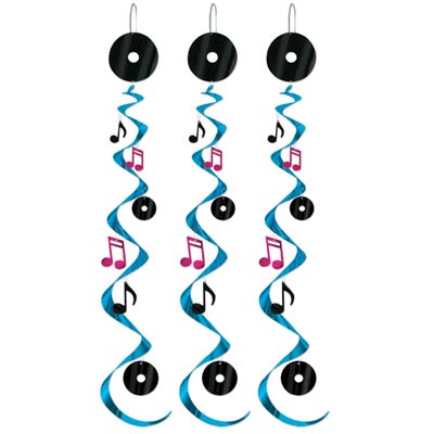 Light blue whirls attached with records and musical notes.